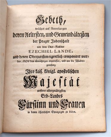 Gebeth, R. Ezekiel Landau,  Prague 1767